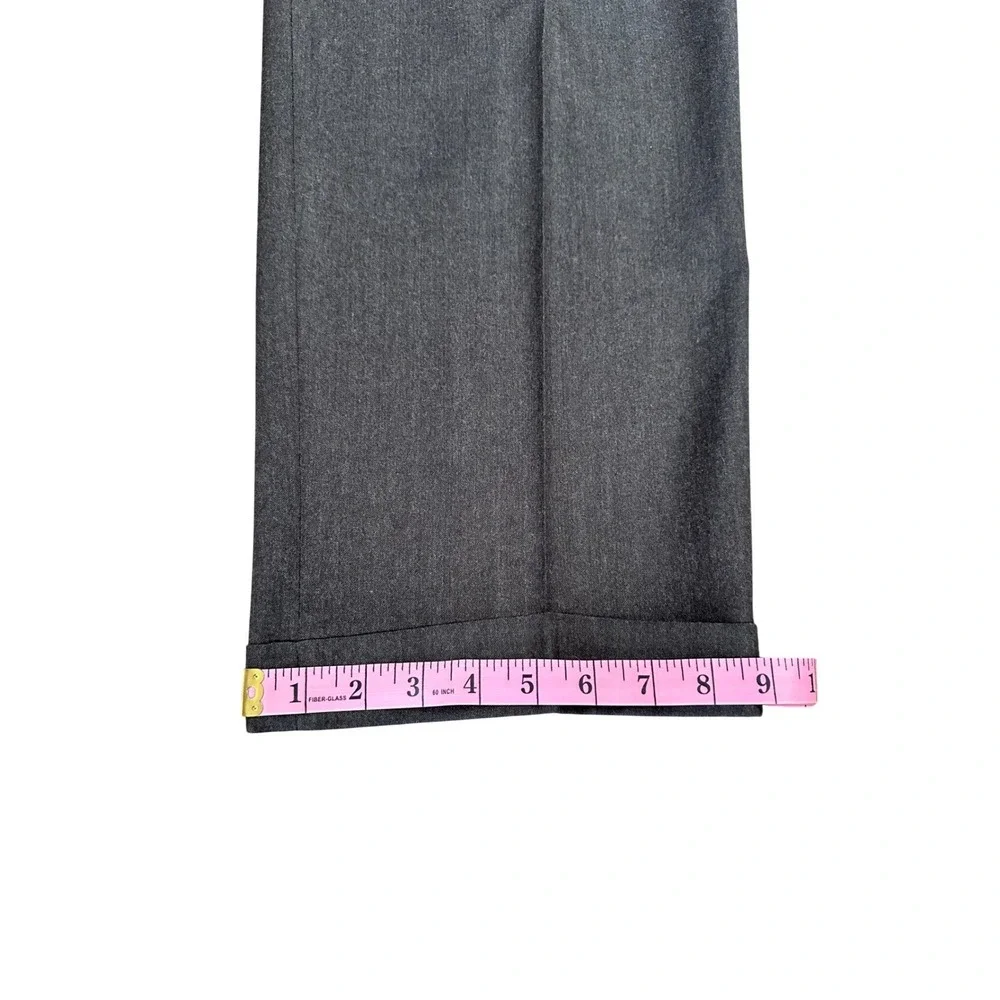Berle Mens Charcoal Grey Super 100s Worsted Wool Pleated Cuffed Dress Pants 36R